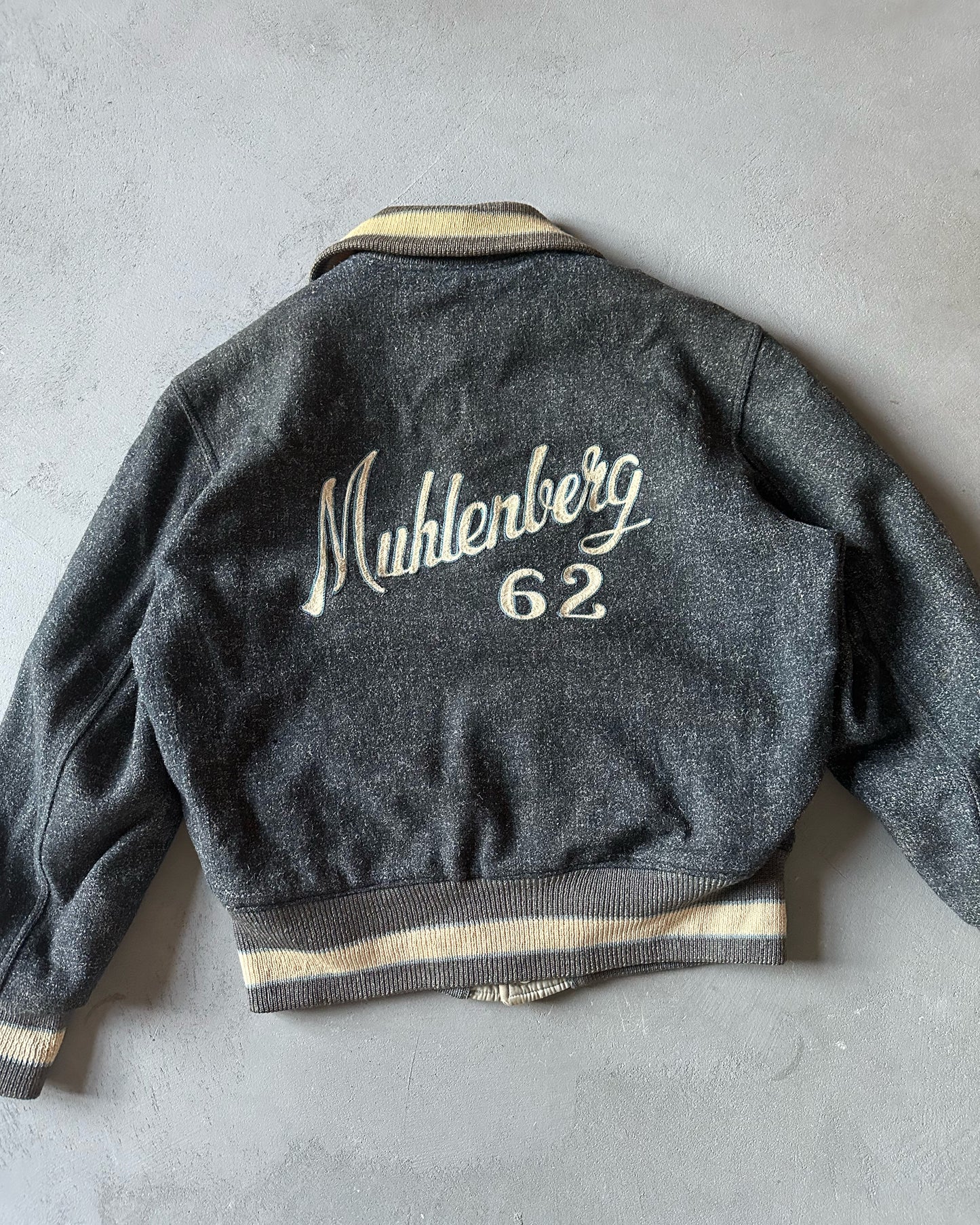 1960s - Charcoal Muhlenberg Reversible Varsity Jacket - S/M