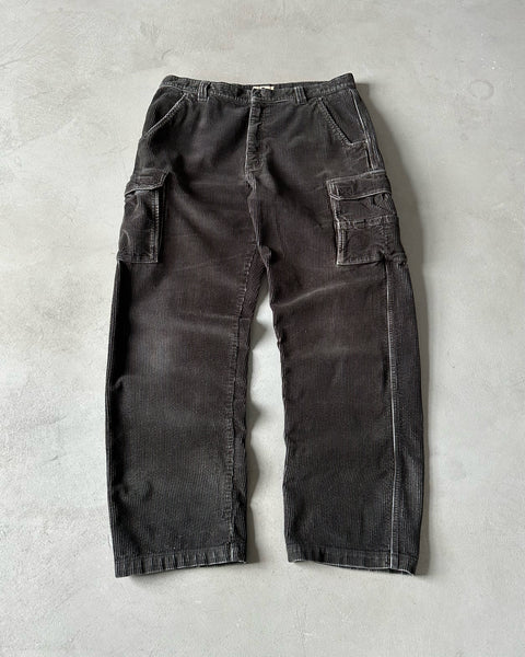 2000s - Black Woolrich Corduroy Loose Cargo Pants - 37x31