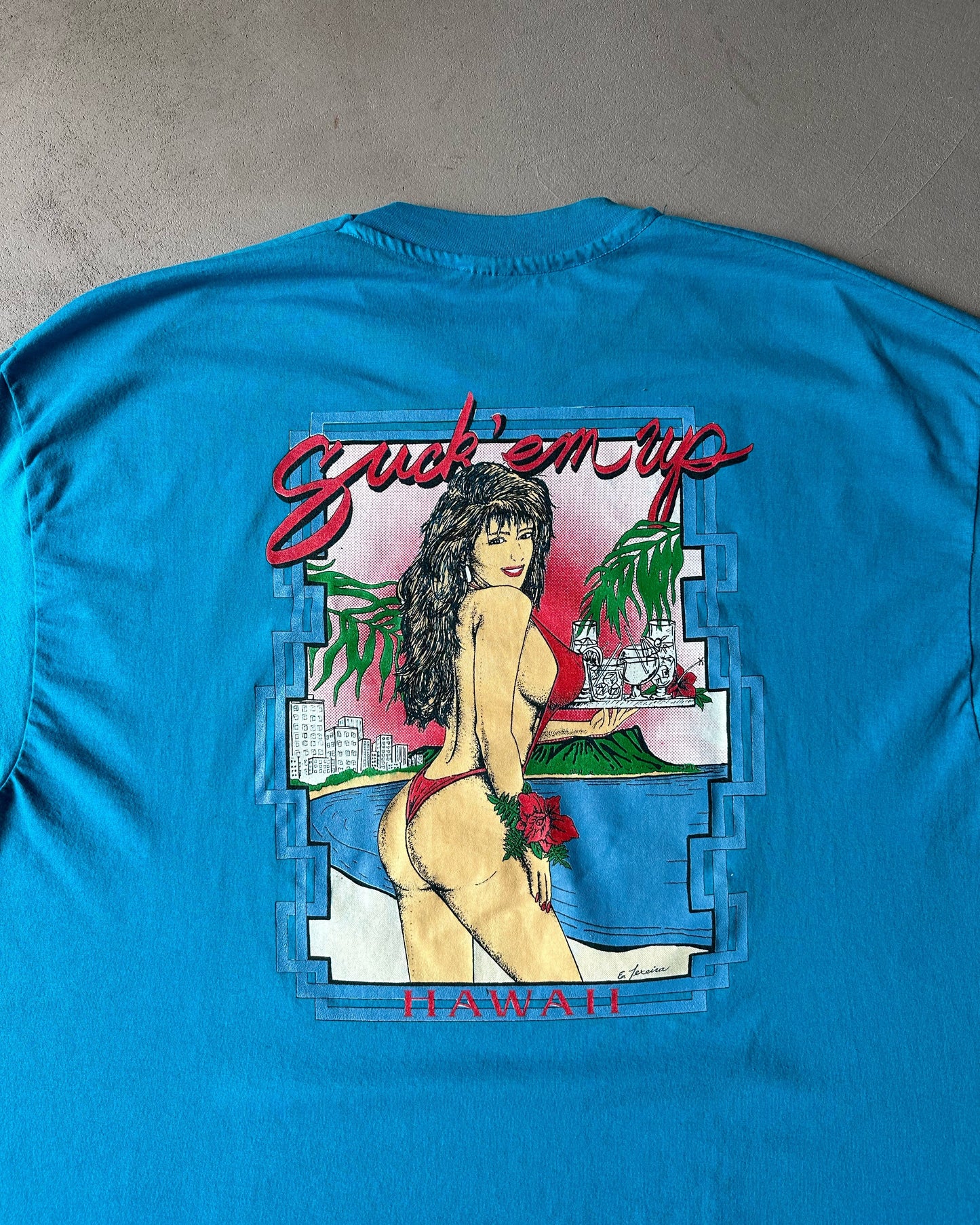 1990s - Blue "Suck'em Up" T-Shirt - XL/XXL