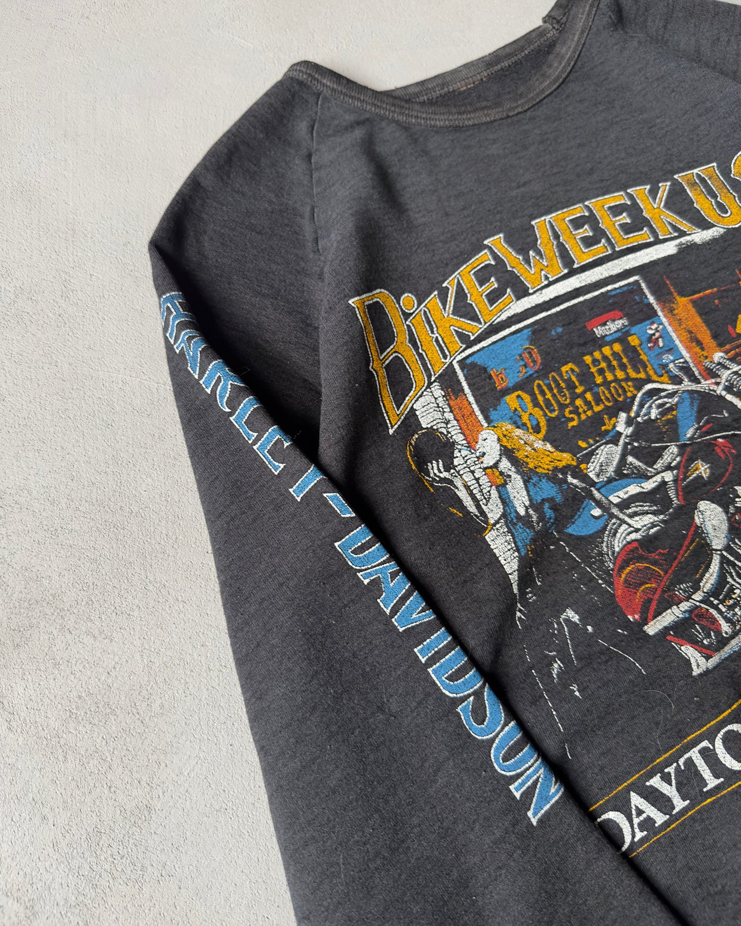 1980s - Faded Black Harley Davidson Crewneck - S/M