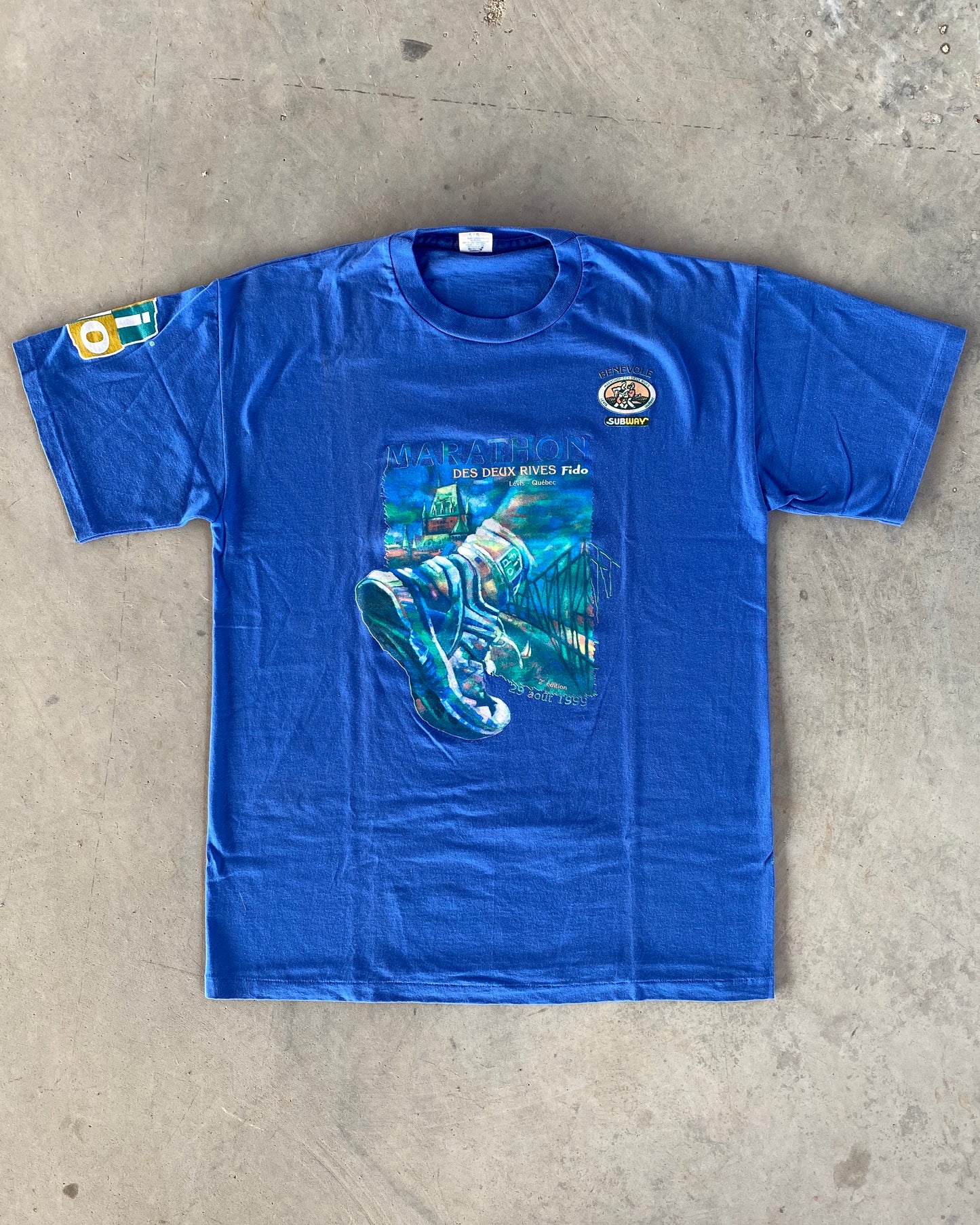 1990s - Blue "Marathon" New Balance T-Shirt - L