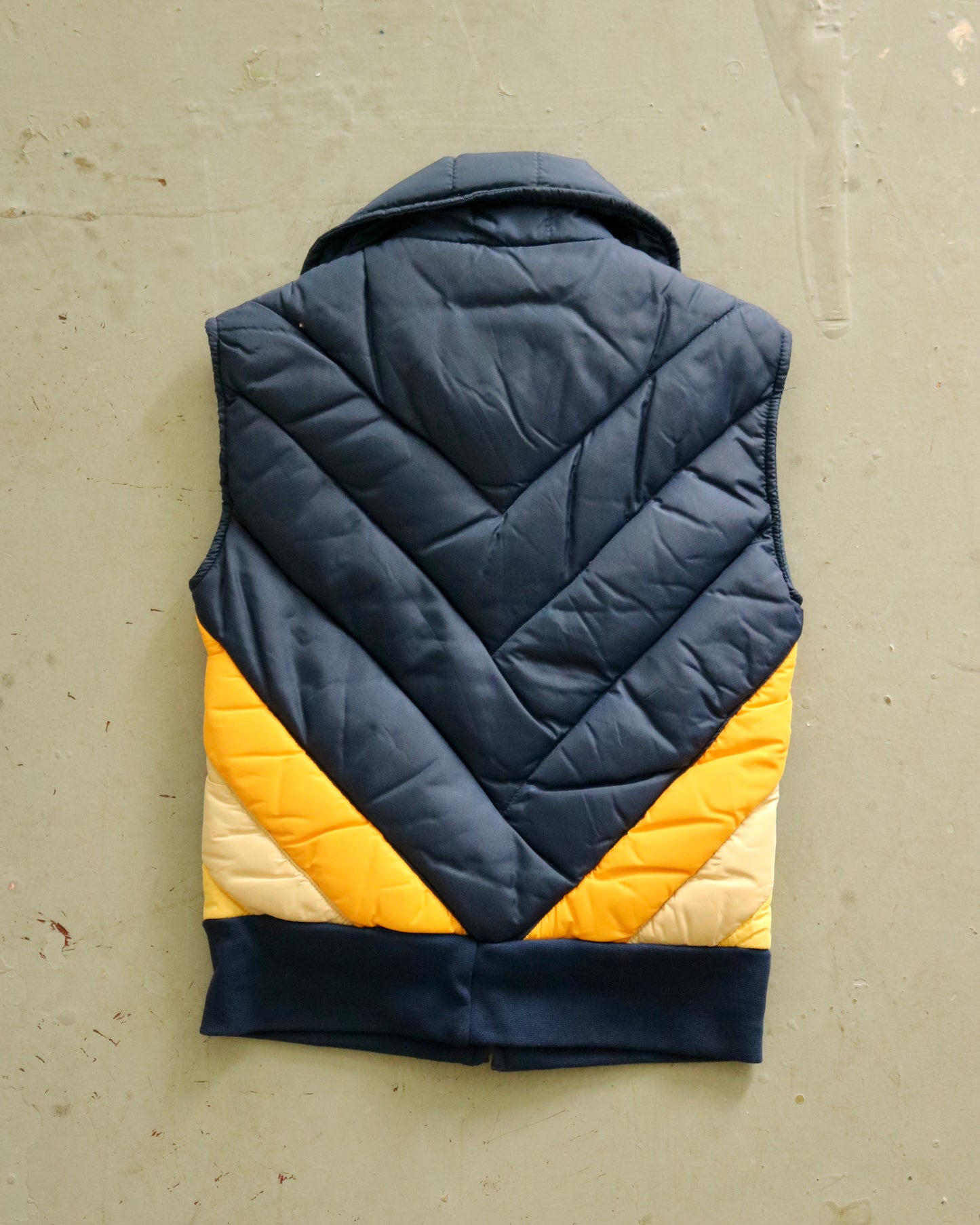 1980s - Navy/Yellow Ski Puffer Vest - XS