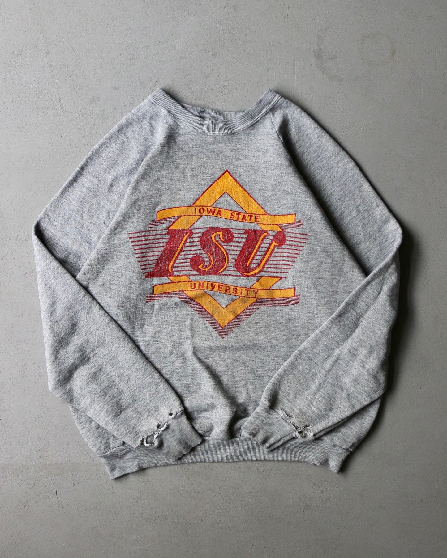 1980s - Distressed Grey "Iowa" Crewneck - M/L
