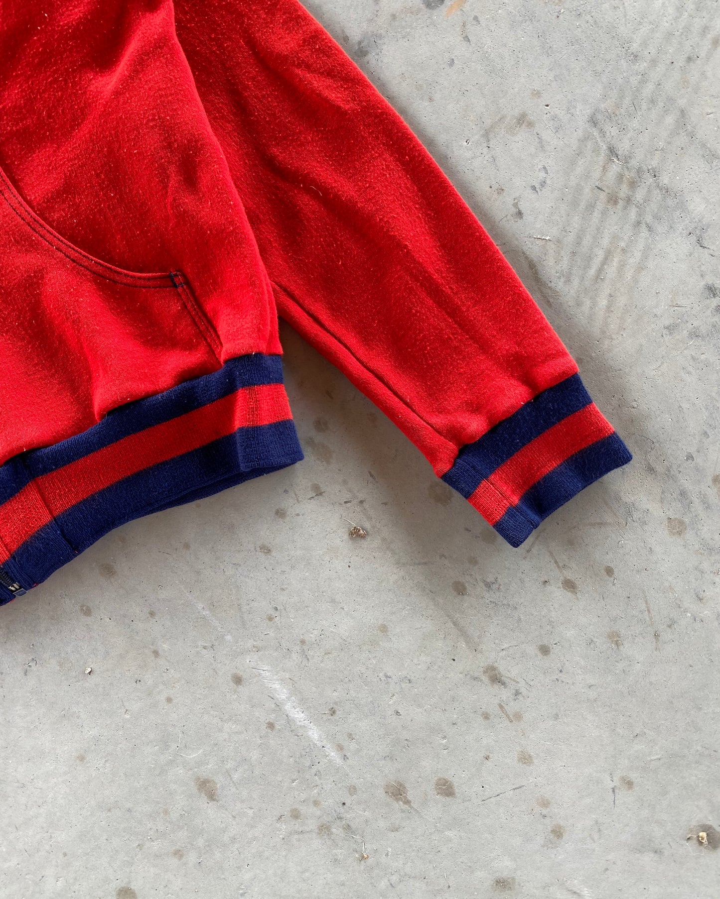 1970s - Red JC Penney Acrylic Zip-up - M
