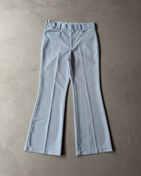 1970s - Blue/White Checkered Flare Trousers - 33x30