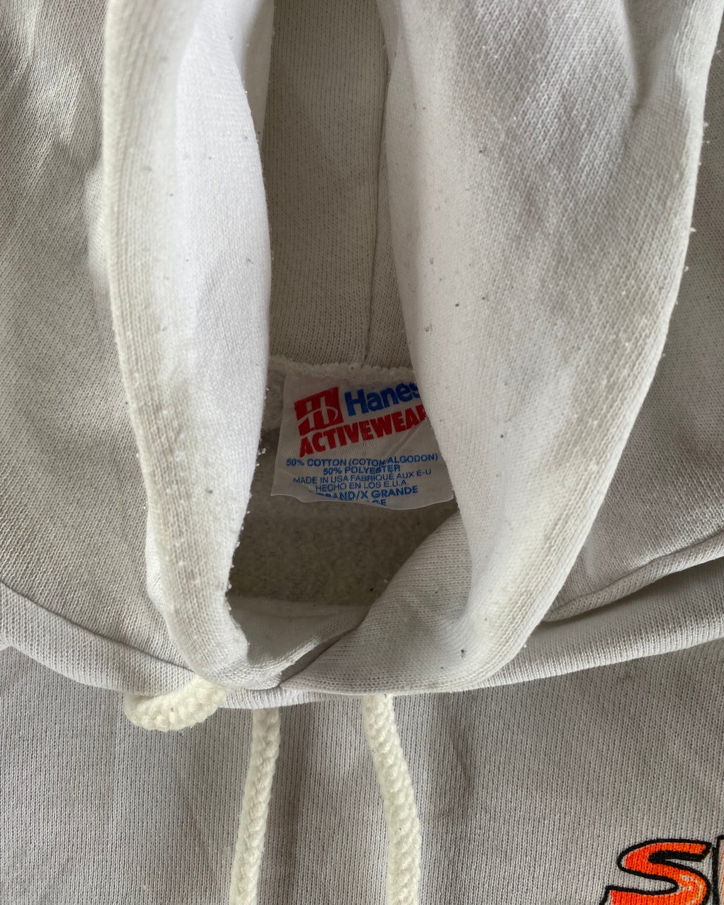 1990s - White "Skat-Track" Graphic Hoodie - L/XL