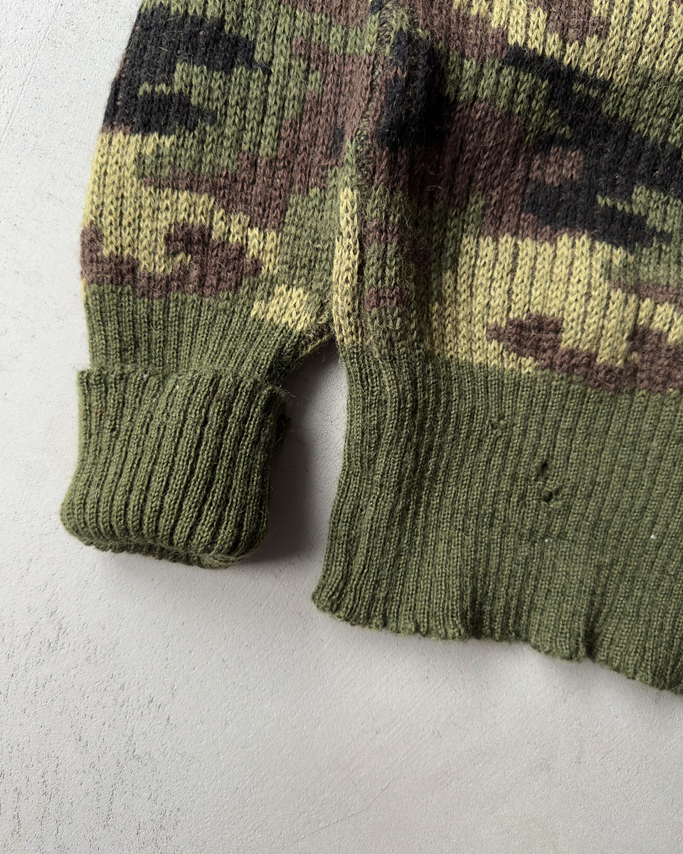 激レア 80s】Tribal camo knit sweater-