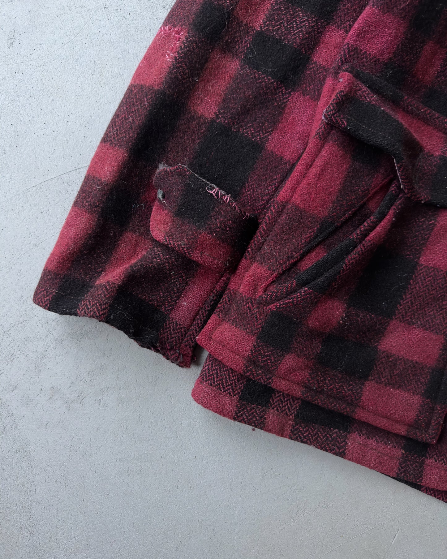 1960s - Black/Burgundy Mackinaw Wool Jacket - M
