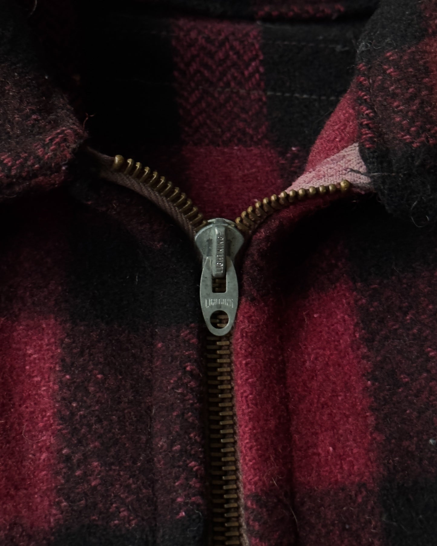 1960s - Black/Burgundy Mackinaw Wool Jacket - M