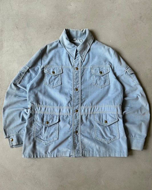 1970s - Blue Corduroy Safari Overshirt - L