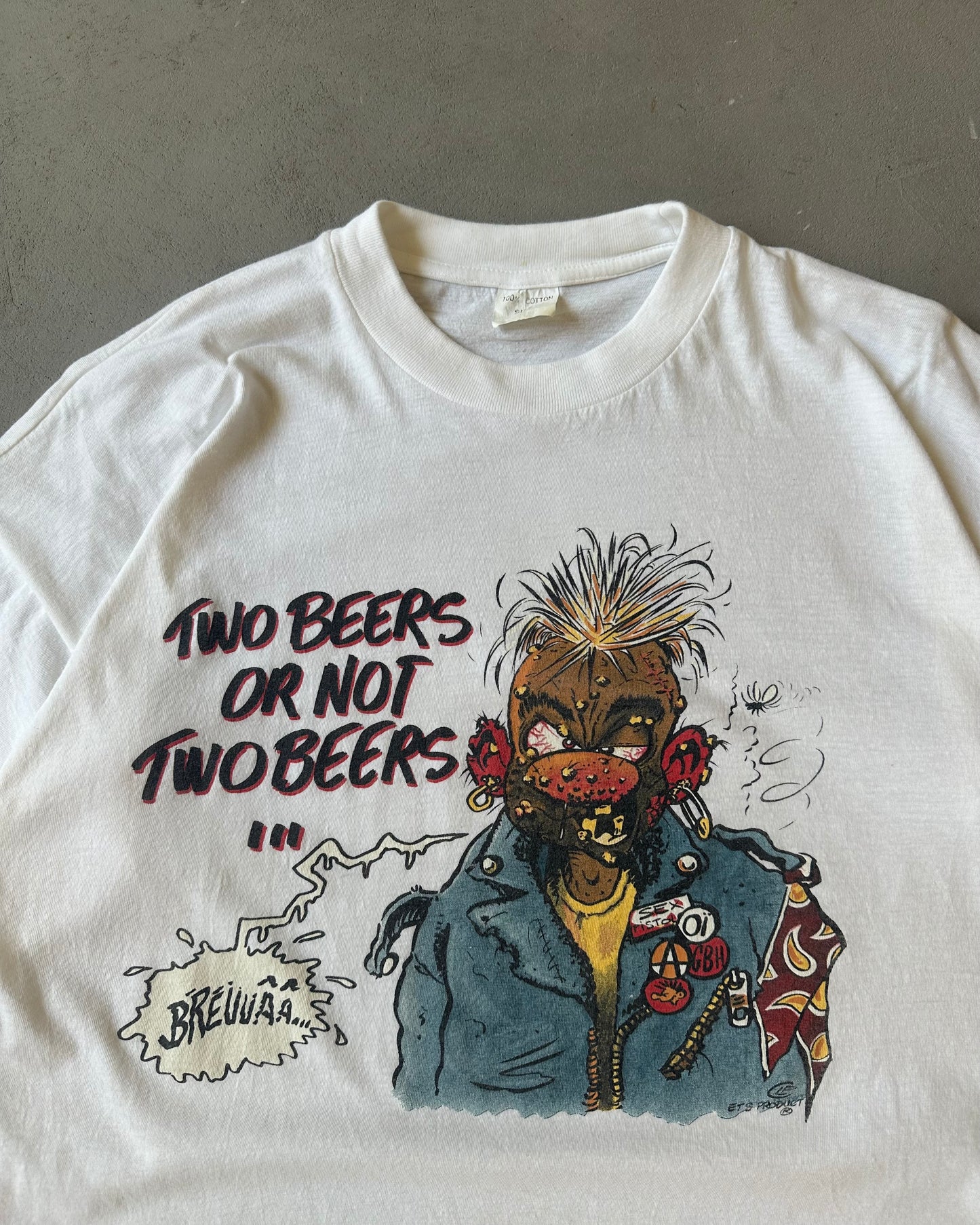 1990s - White "Two Beers" T-Shirt - L