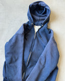 1980s - Faded Navy Thermal Lined Zip Up Hoodie - S