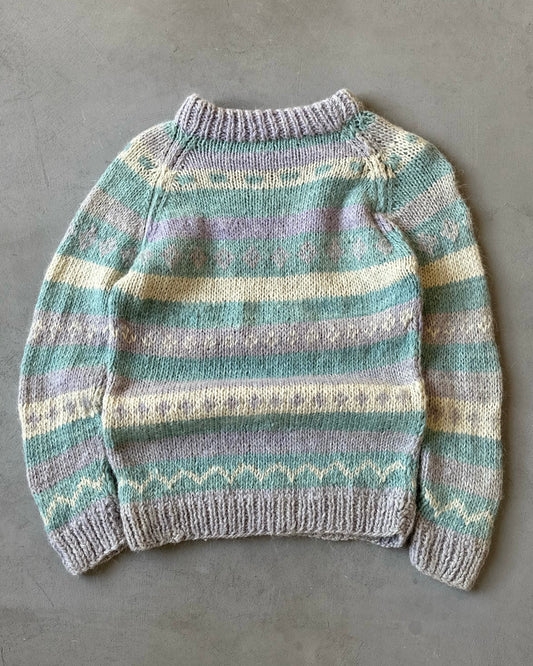 1980s - Lilac/Aqua Fair Isle Sweater - S/M