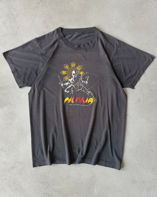 1980s - Distressed Black Ninja T-Shirt - M