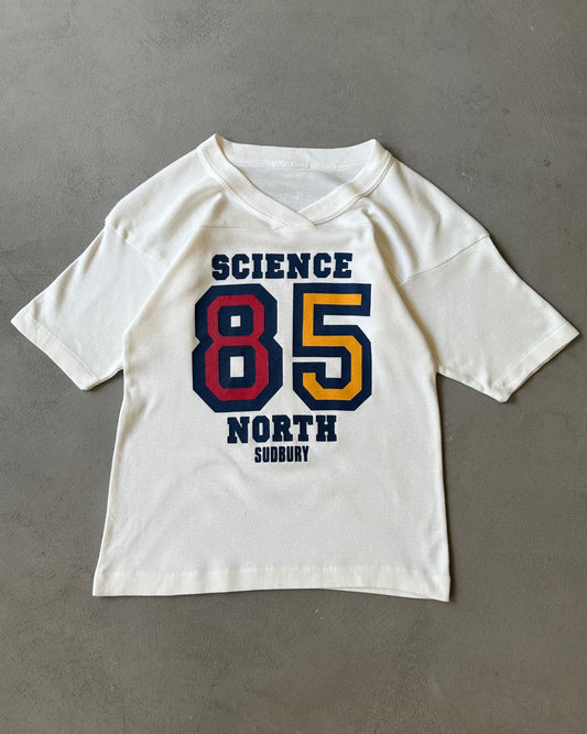 1980s - White "Science 85" Baseball T-Shirt - W(XS)