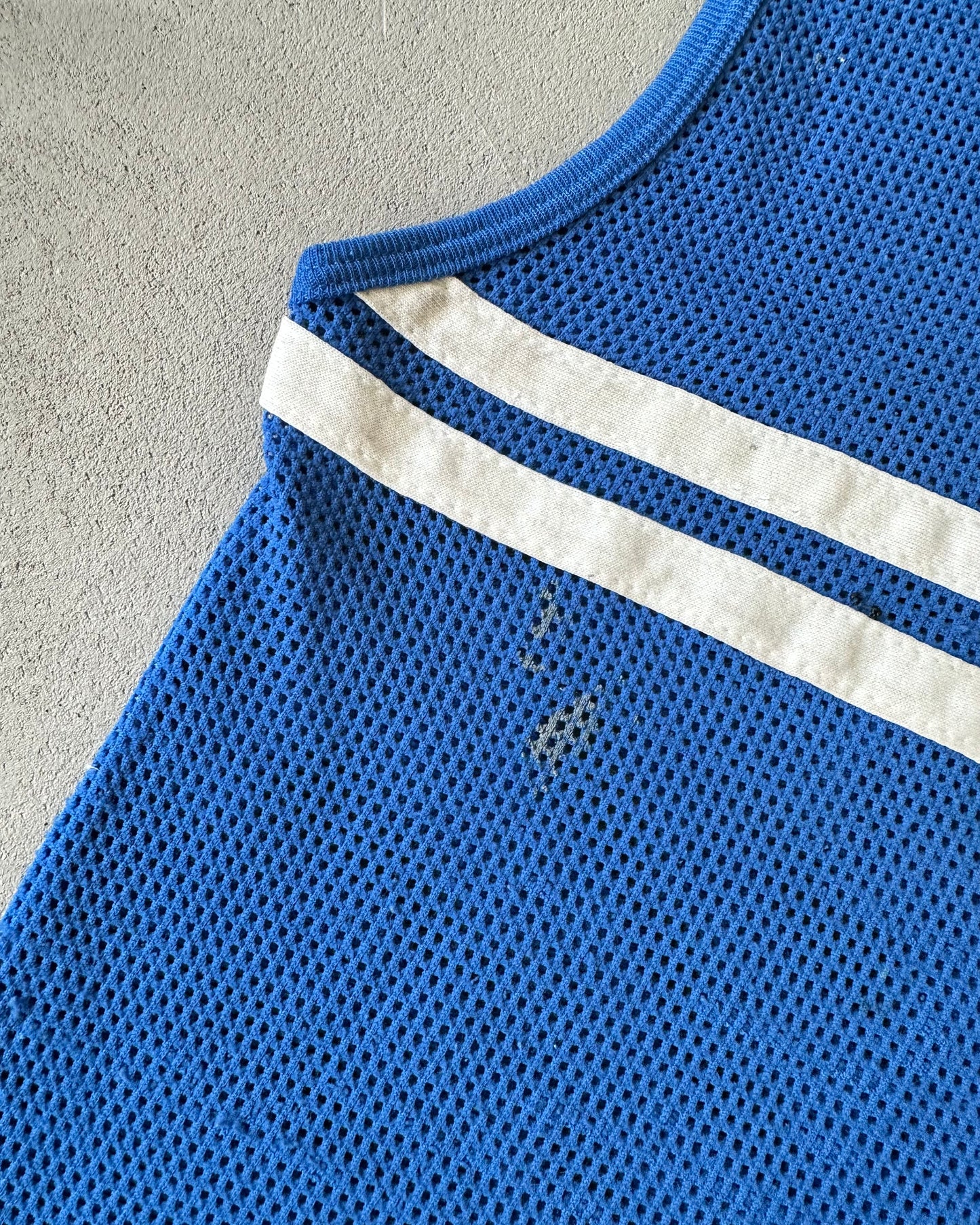 1980s - Distressed Blue Mesh Tank Top - S
