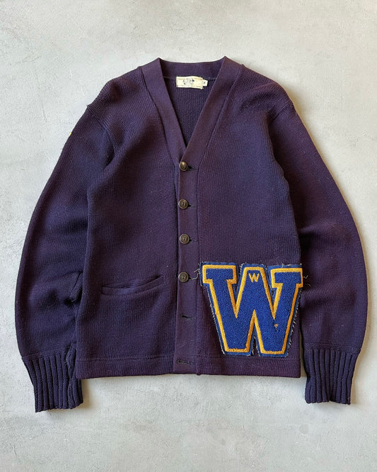 1970s - Purple Warren Letterman Cardigan - 38