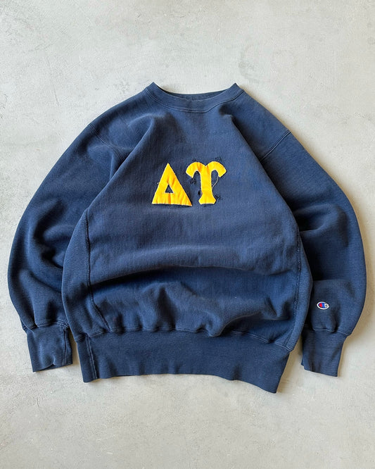 1990s - Distressed Navy Champion RW Crewneck - M/L