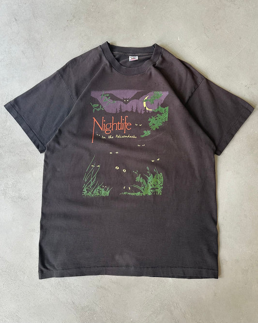 1990s - Faded Black Nightlife T-Shirt - XL