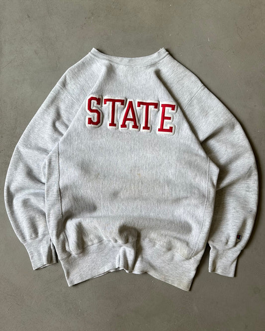 1990s - Distressed Ash Gray "State" Champion RW Crewneck - XL