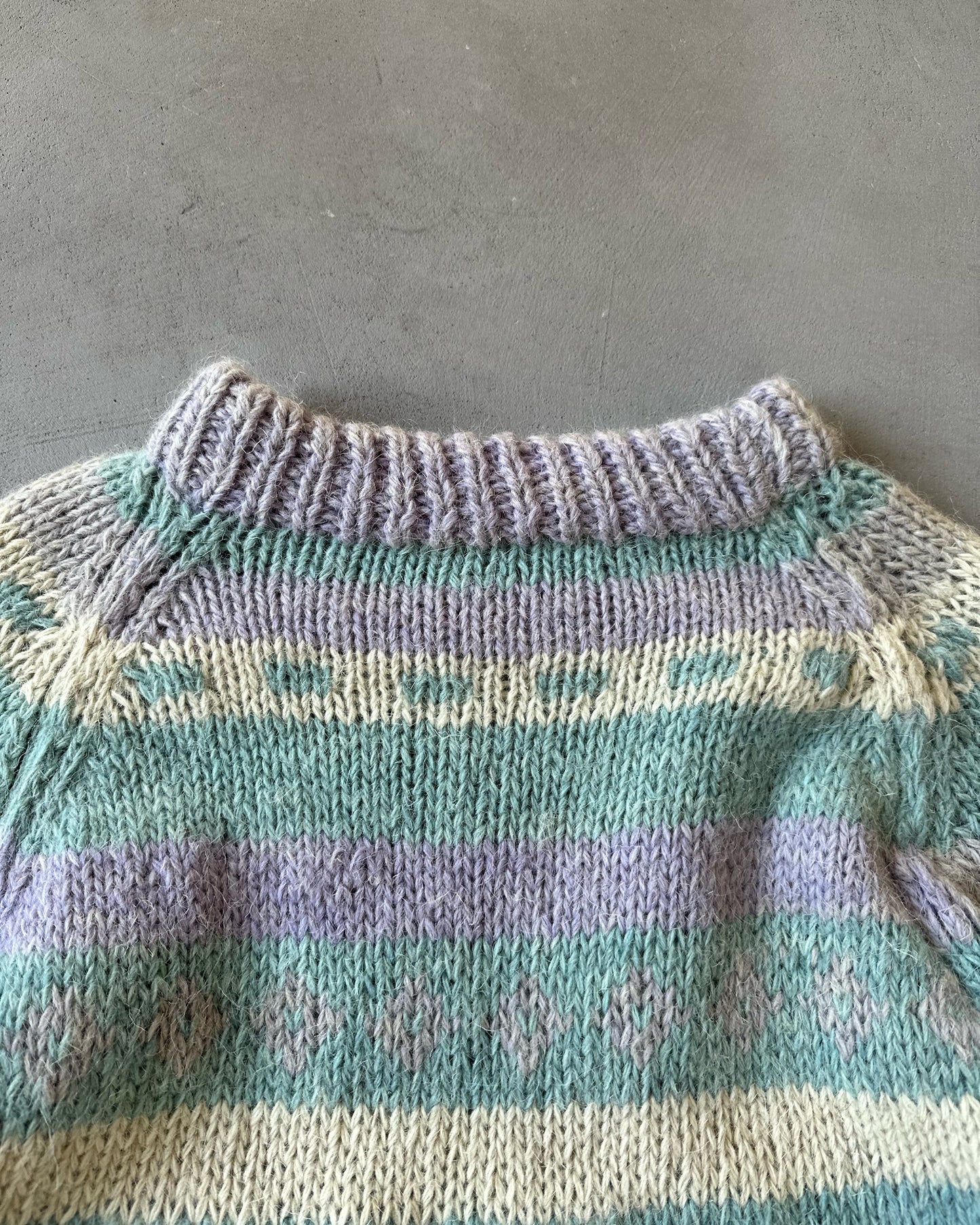 1980s - Lilac/Aqua Fair Isle Sweater - S/M