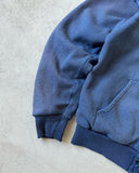 1980s - Faded Navy Thermal Lined Zip Up Hoodie - S