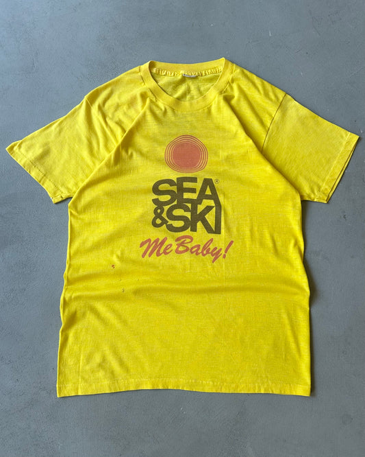 1980s- Distressed Yellow "Sea&Ski" T-Shirt - M