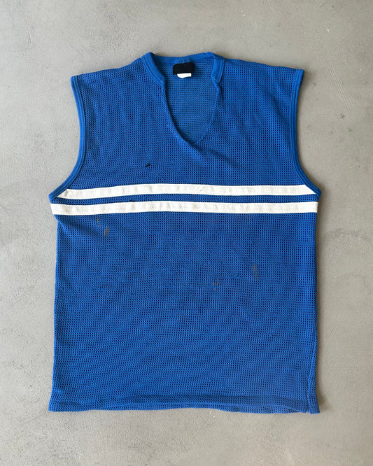 1980s - Distressed Blue Mesh Tank Top - S