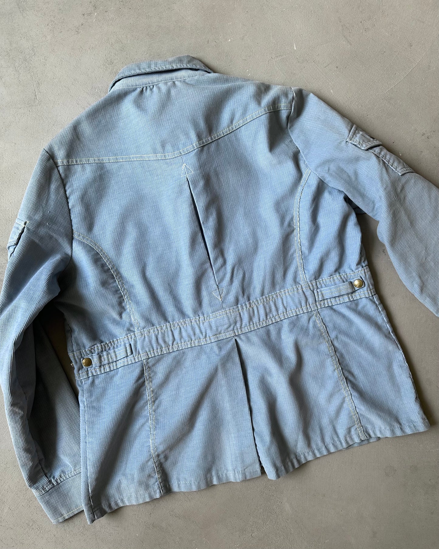 1970s - Blue Corduroy Safari Overshirt - L