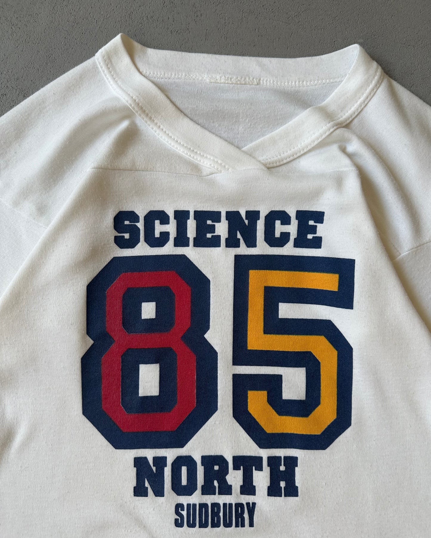 1980s - White "Science 85" Baseball T-Shirt - W(XS)