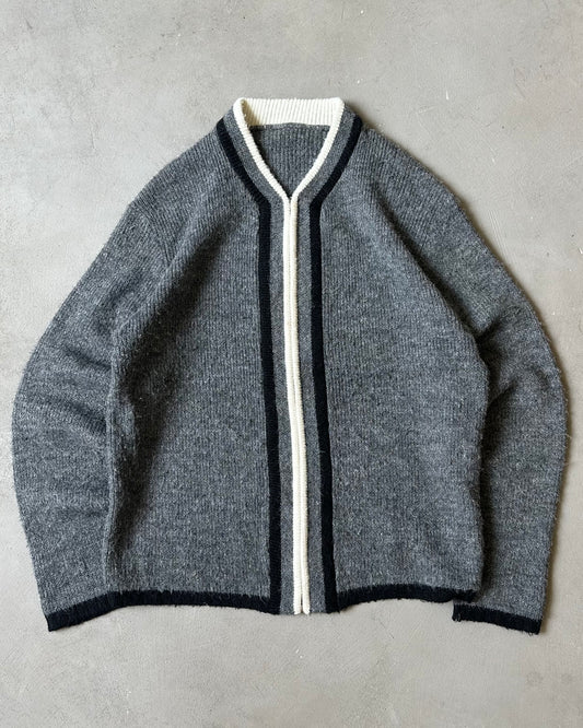 1970s - Gray Zip-up Cardigan - M