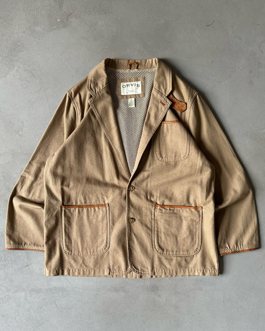 1990s - Tan Orvis Canvas Blazer Jacket - 48