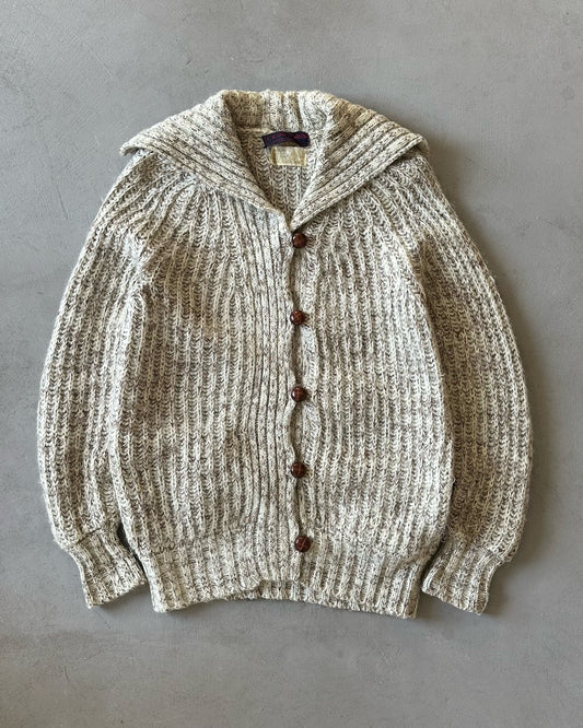 1980s - Cream Wool Collared Sweater - S/M