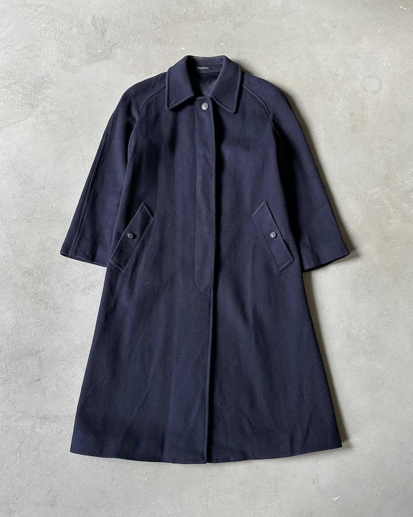 1990s - Navy Burberrys' Wool Women's Coat - (W)XS