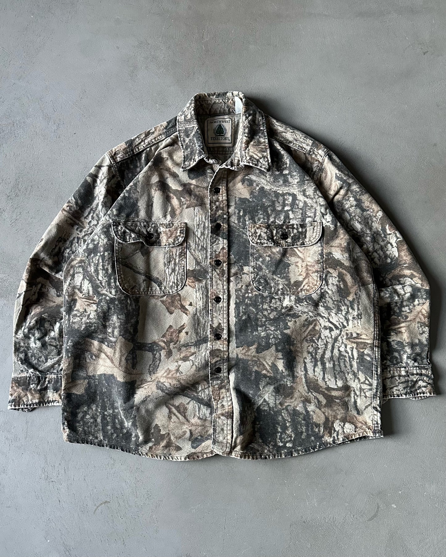 1990s - Camo Chamois Button Up - L/XL