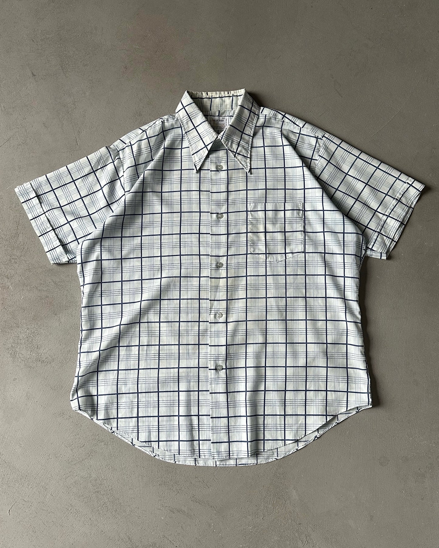 1970s - Light Blue/Navy Plaid Shirt - L/XL