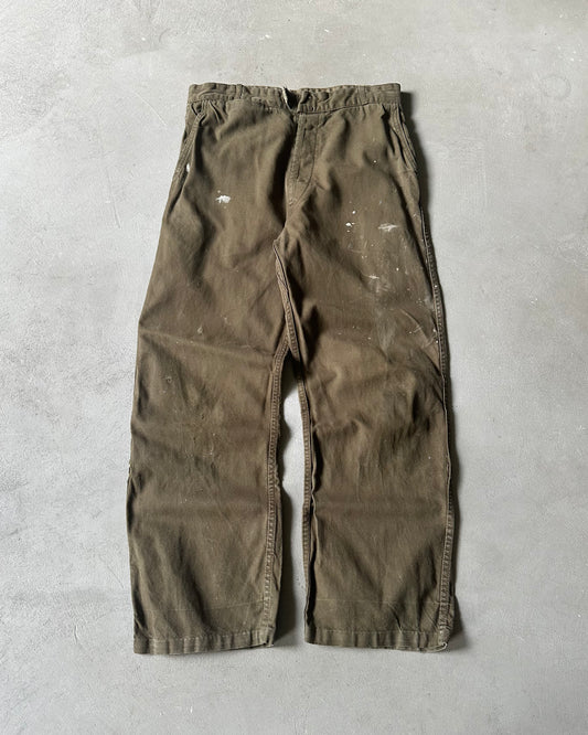 1980s - Green Adolphe Lafont Euro Work Pants - 32x28