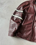 1990s - Burgundy "Trinity Rowing" Leather Jacket - XL