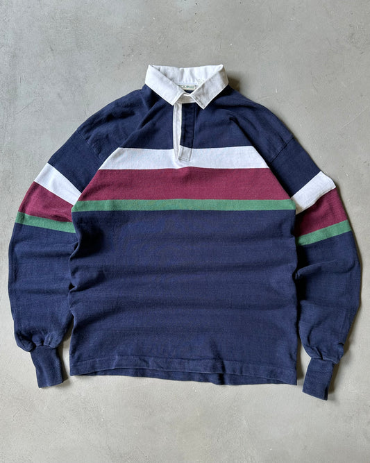 1990s - Navy/Burgundy L.L.Bean Rugby Shirt - L(Tall)