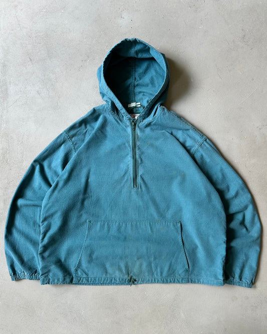 1980s - Teal Prentis 1/4 Zip Chamois Light Hoodie - L
