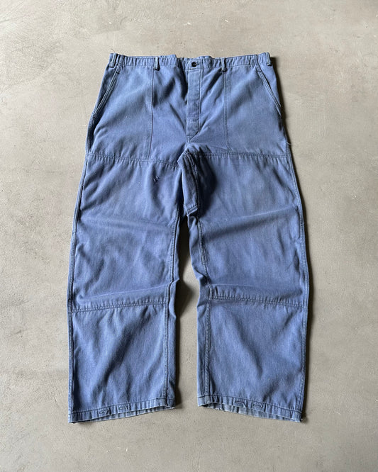 1970s - Distressed Blue Euro Work Pants - 38x28