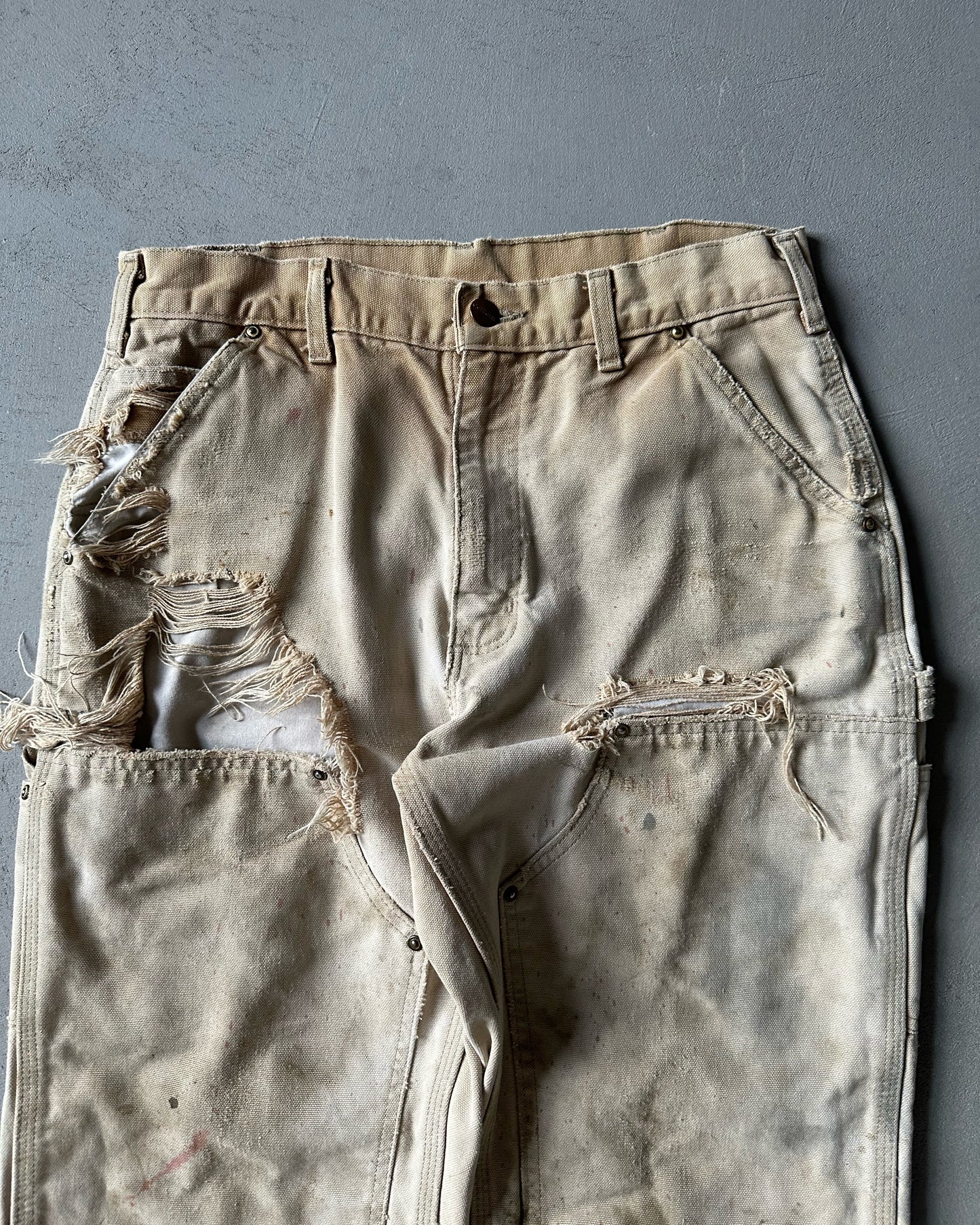 2000s - Destroyed Tan Carhartt Double Knees - 31x29