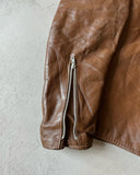 1980s - Brown Cafe Leather Jacket - M