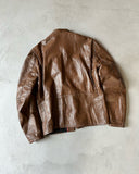 1980s - Brown Cafe Leather Jacket - M