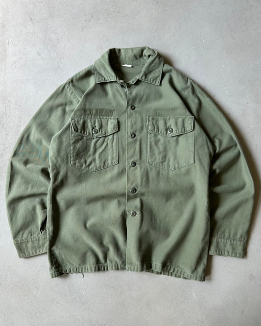 1970s - Green OG-107 Military Shirt - M/L