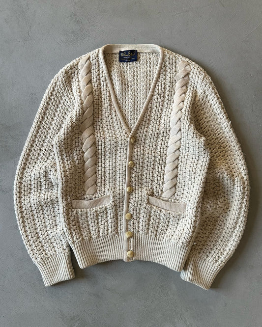 1980s - Beige Cableknit Cardigan - S