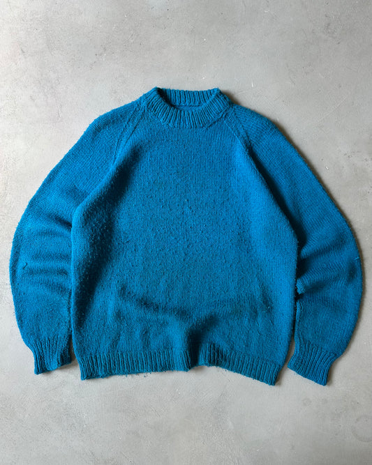1980s - Blue Ribbed Sweater - L