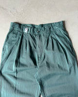 1980s - Green Triple Pleather Chino Pants - 32x28