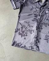 1970s - Grey Floral Disco Shirt - S/M
