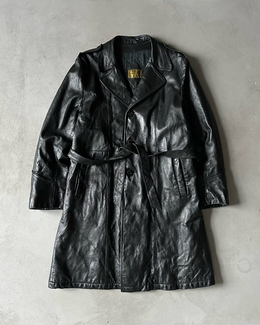 1980s - Black Sears Leather Coat - L